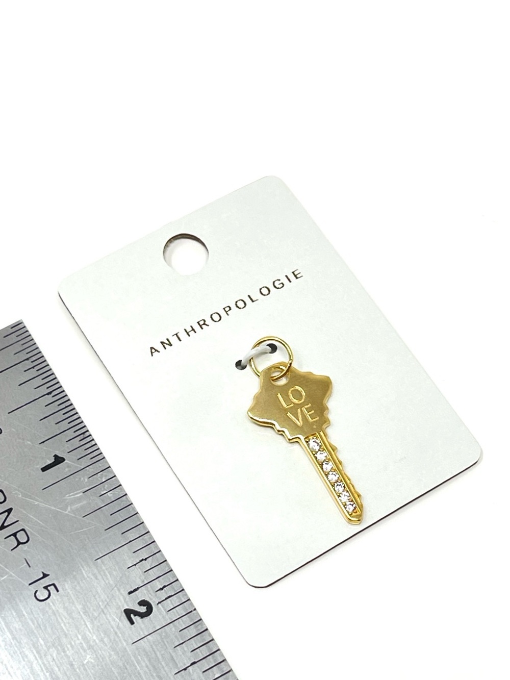 New Anthropologie Love Key Charm Pave - Picture 3 of 5